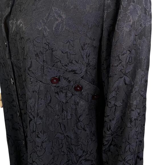 Vtg Studio 90 Black Brocade Jacquard Asymmetric Lagenlook Goth Blouse SZ S - Picture 4 of 12